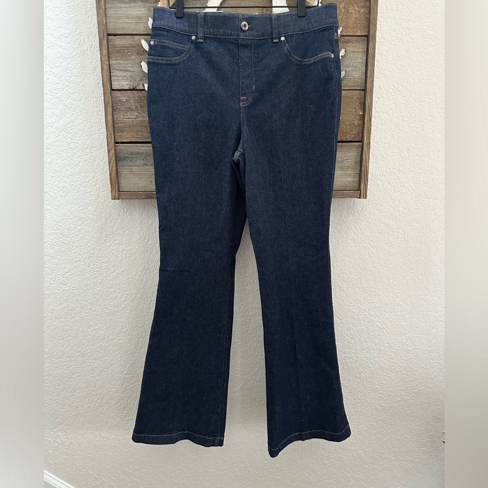 Spanx dark wash pull on Women's flare‎ denim Jeans ladies XL NWT